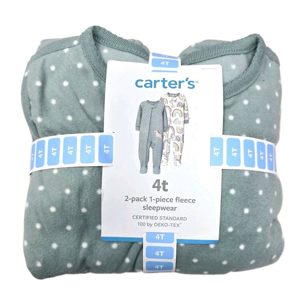 Carter’s 2pk Soft Fleece Footed Zippered Sleepwear Footies Size 4T
